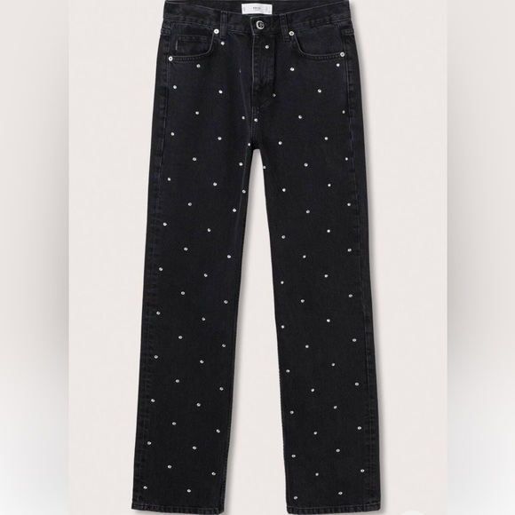 Mango Denim - Straight-fit strass jeans